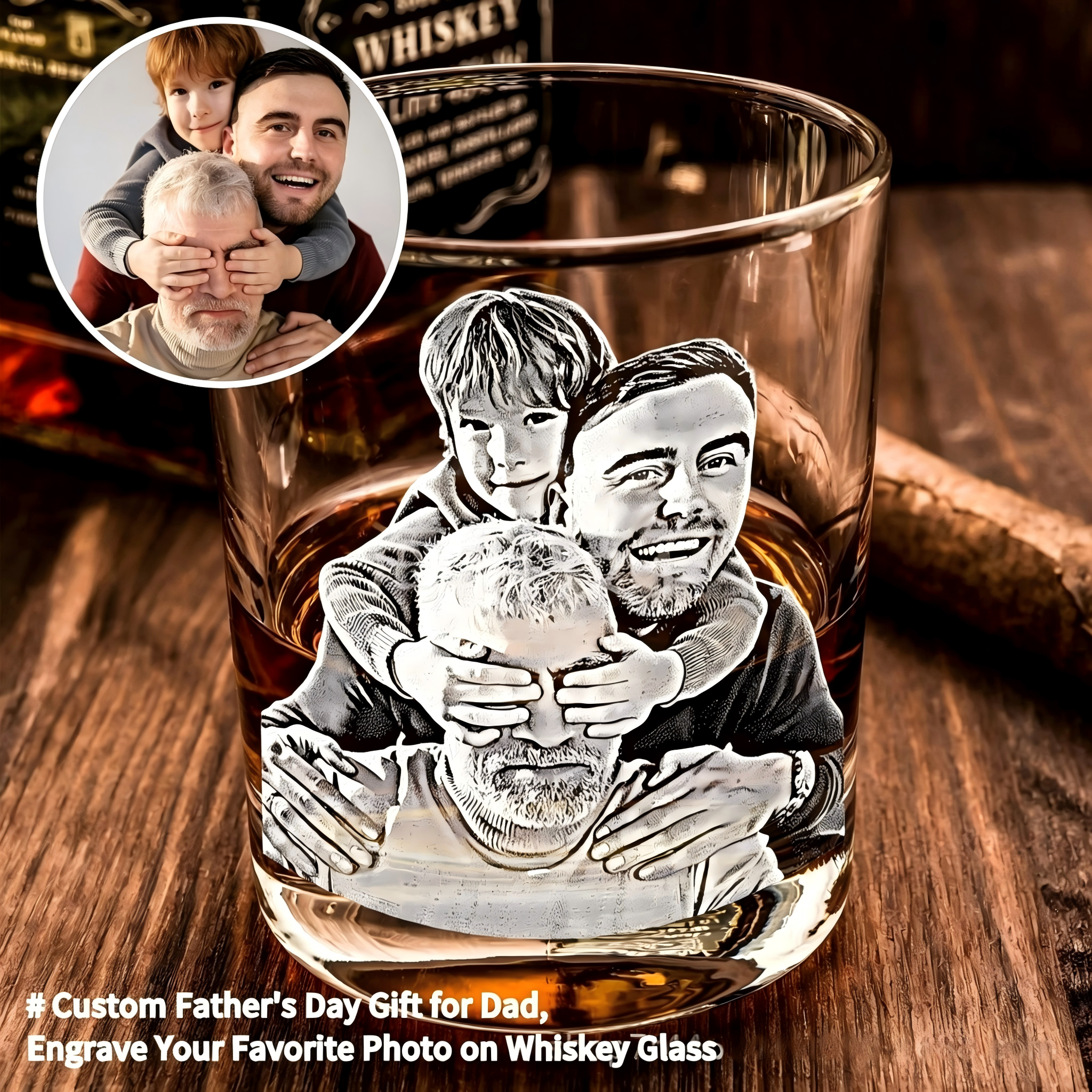 Custom Photo Engraved Whiskey Glass – Personalized Gift