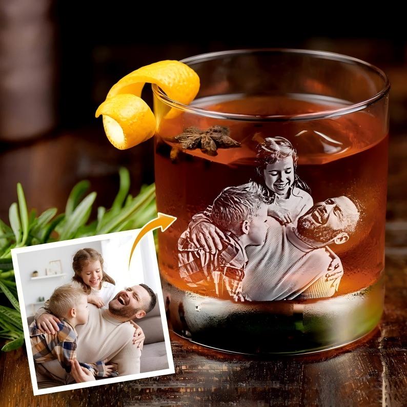 Custom Photo Engraved Whiskey Glass – Personalized Gift