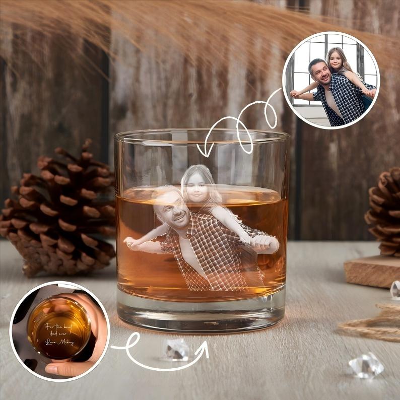 Custom Photo Engraved Whiskey Glass – Personalized Gift