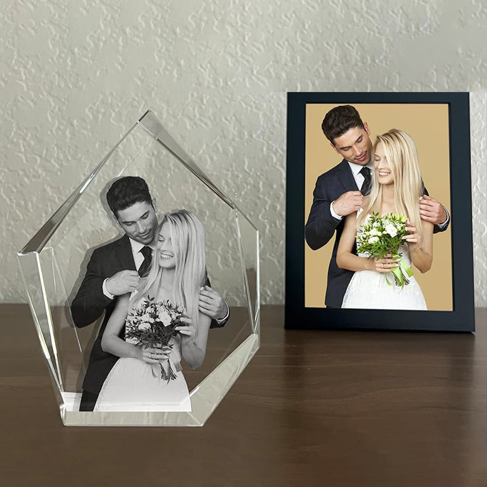 Personalized Iceberg Crystal Photo Block with LED Base