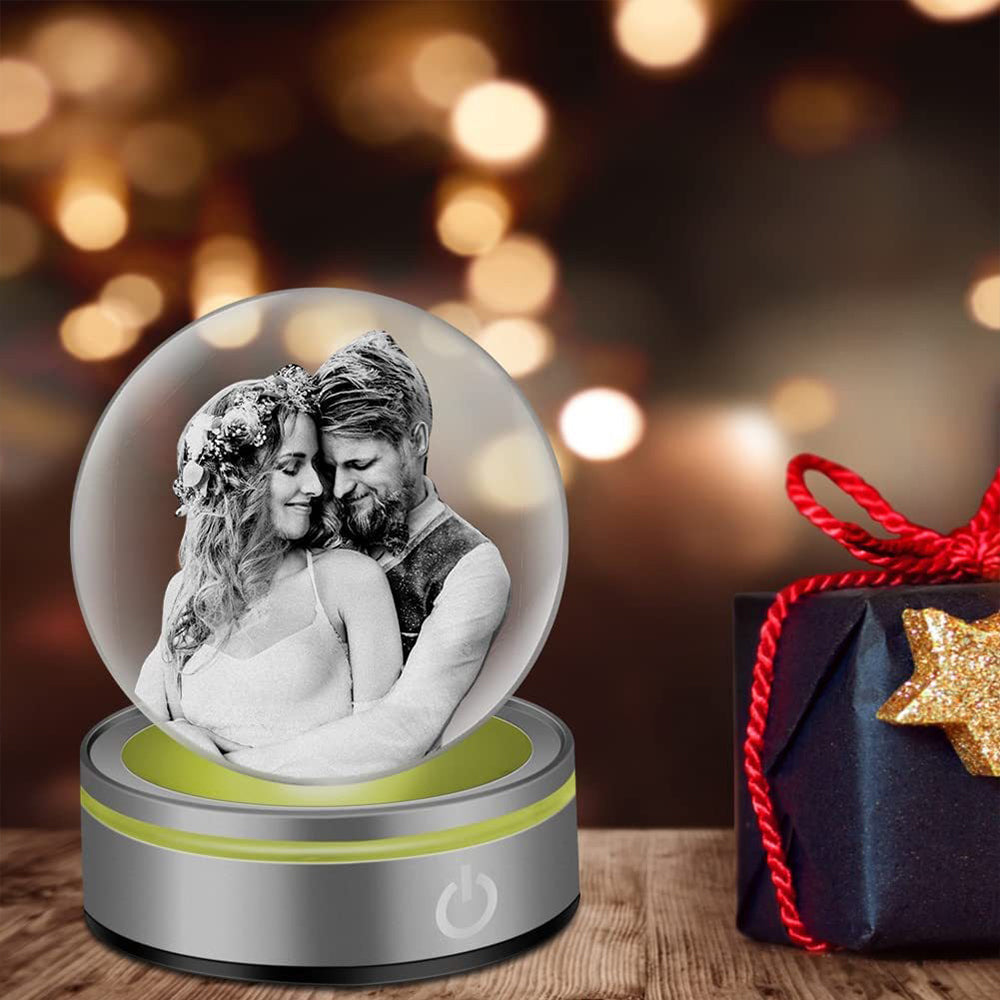 Personalized 3D Crystal Photo Ball with LED Base