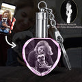 Personalized Pink Heart Crystal Keychain with 2D/3D Photo Engraving