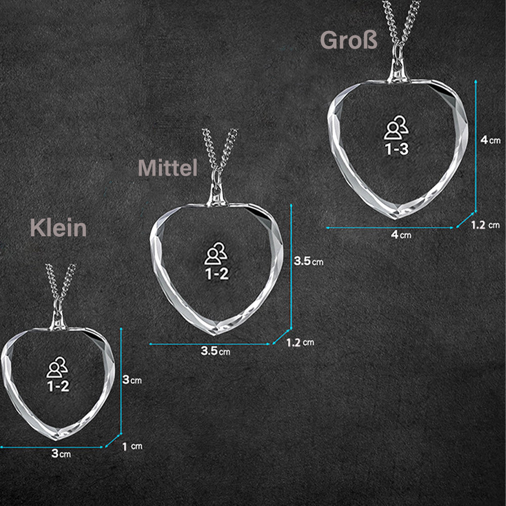 Personalized Crystal Heart Necklace with 2D/3D Photo Engraving