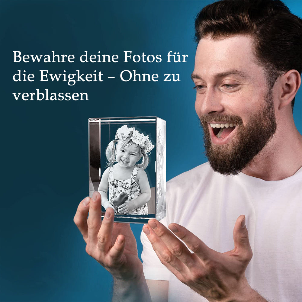 Personalized Rectangle 3D Crystal Photo Block with LED Base
