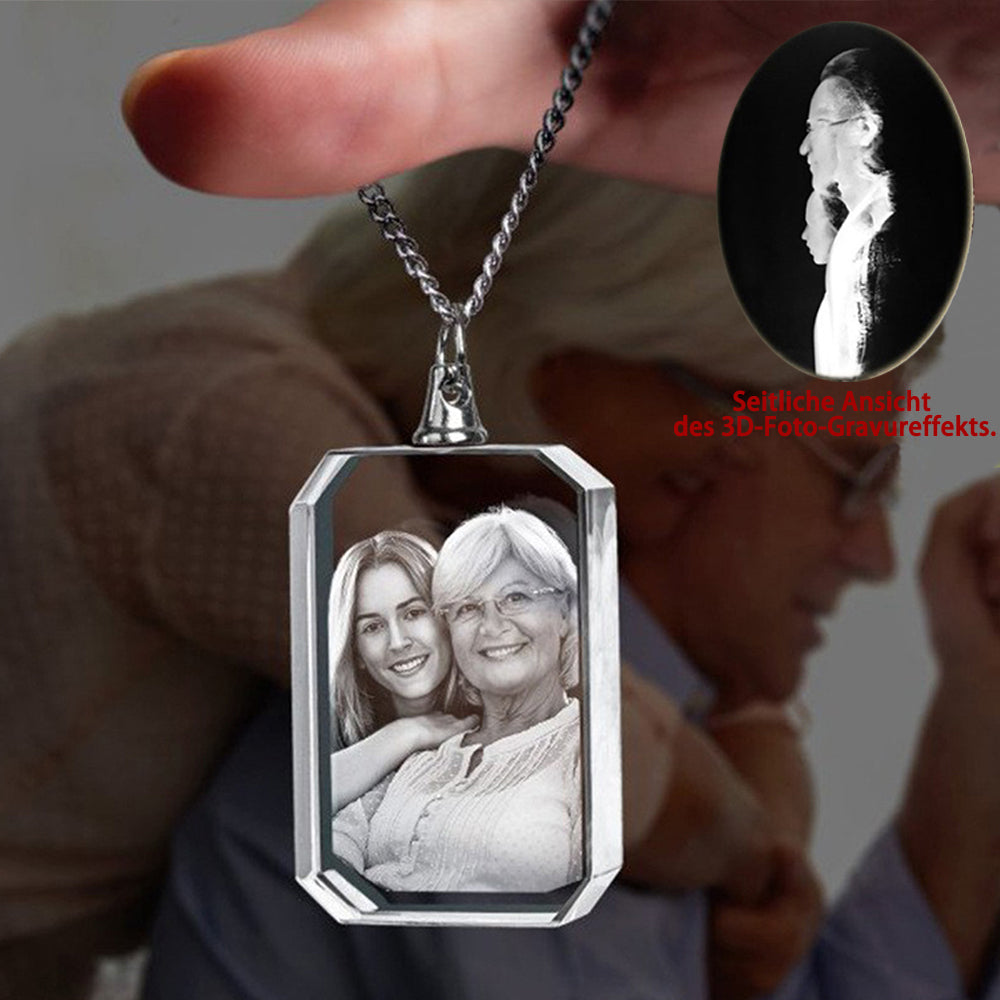Personalized Rectangle Crystal Necklace with 2D/3D Photo Engraving