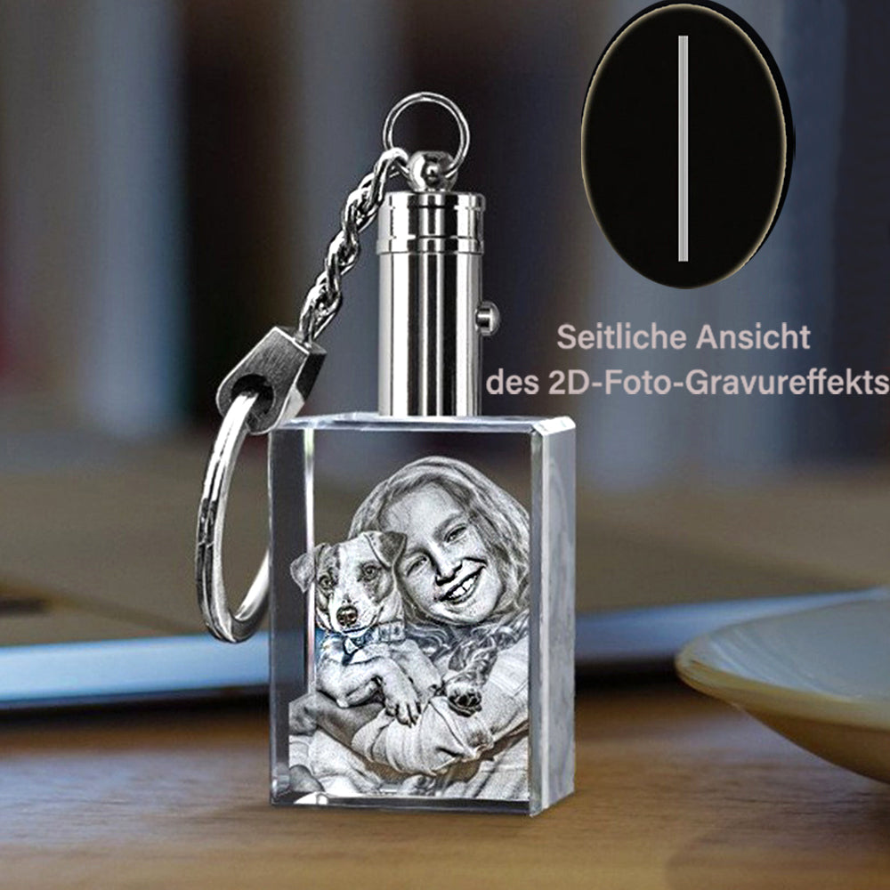 Personalized Crystal Photo Keychain – Rectangle Pendant with 2D/3D Engraving