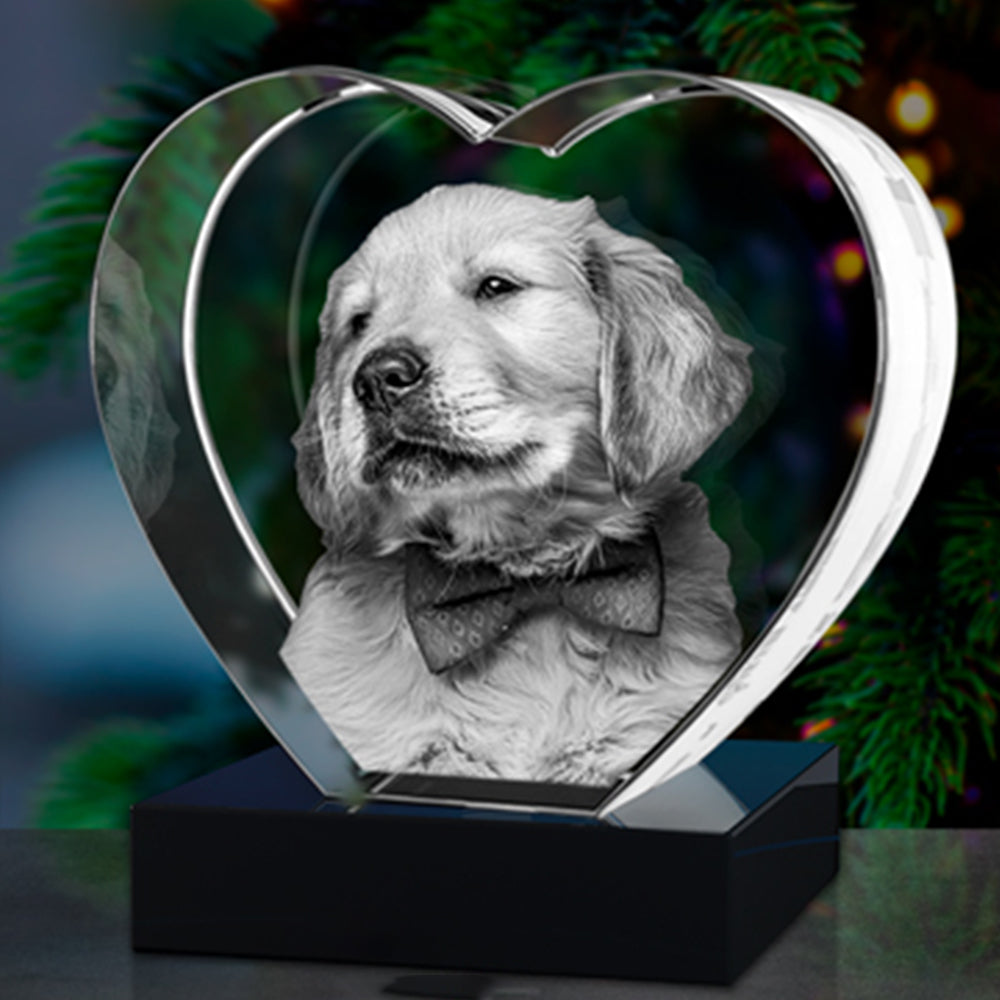 Personalized Heart Crystal Keepsake with 3D Photo Engraving