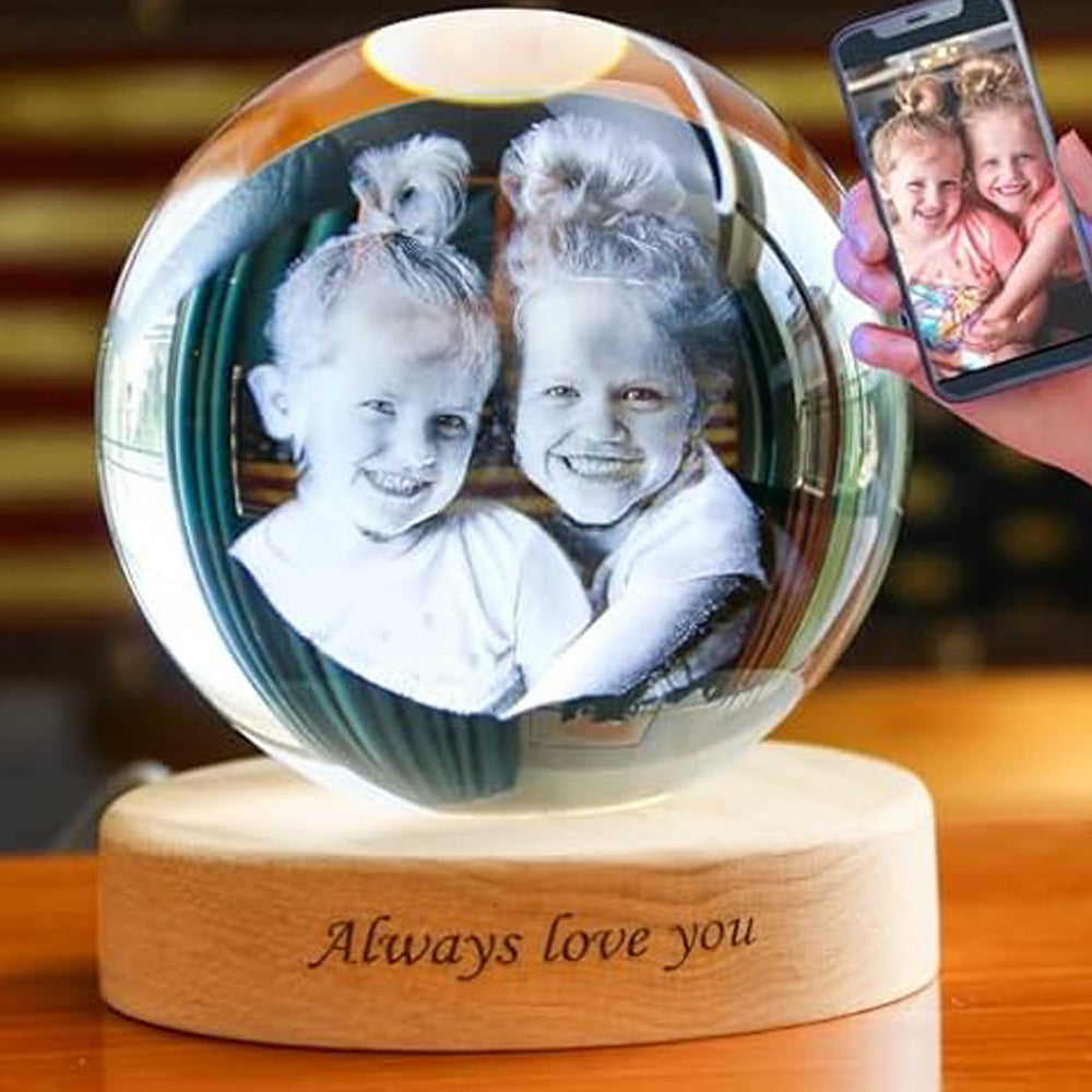 Personalized 3D Crystal Photo Ball with LED Base