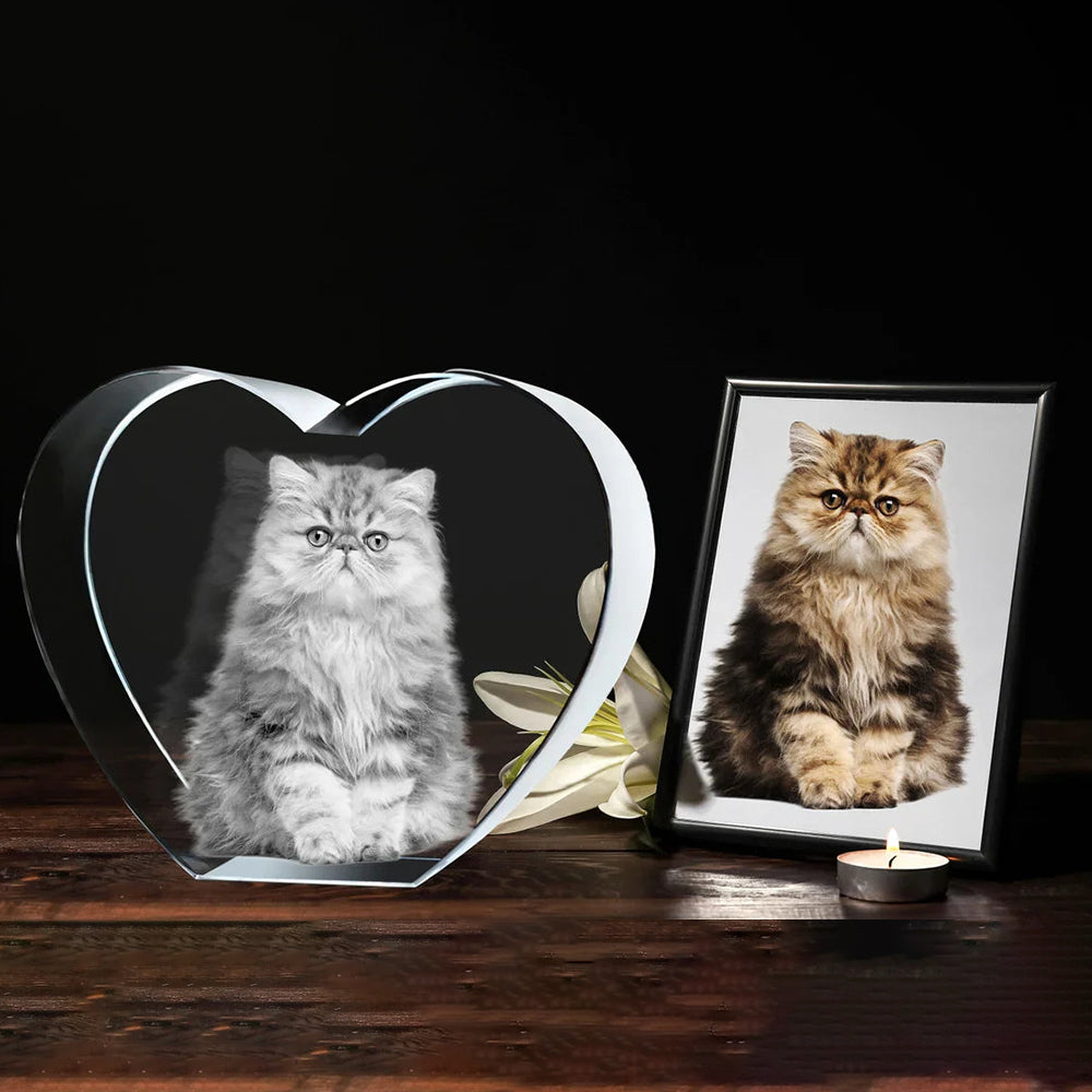 Personalized Heart Crystal Keepsake with 3D Photo Engraving
