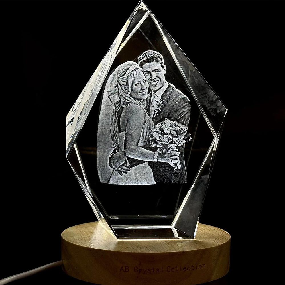 Personalized Iceberg Crystal Photo Block with LED Base