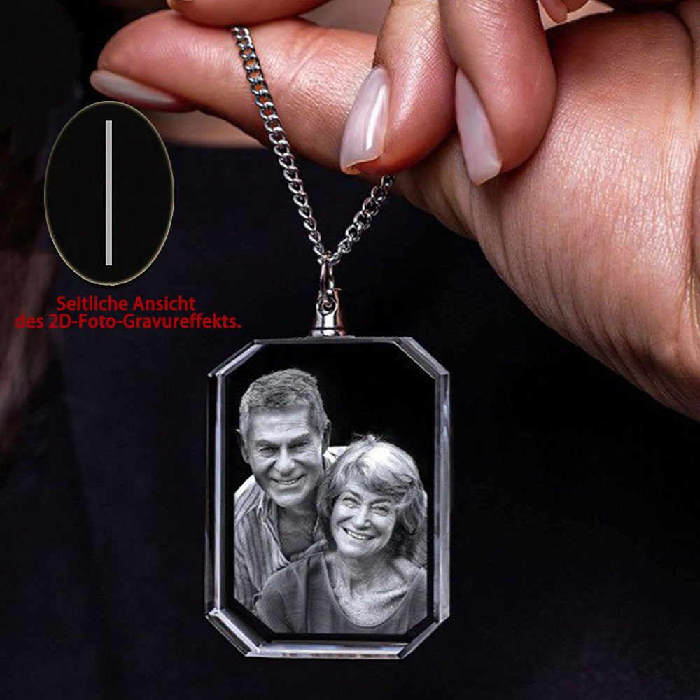 Personalized Rectangle Crystal Necklace with 2D/3D Photo Engraving
