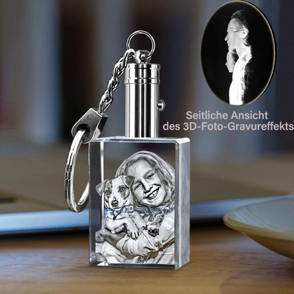 Personalized Crystal Photo Keychain – Rectangle Pendant with 2D/3D Engraving