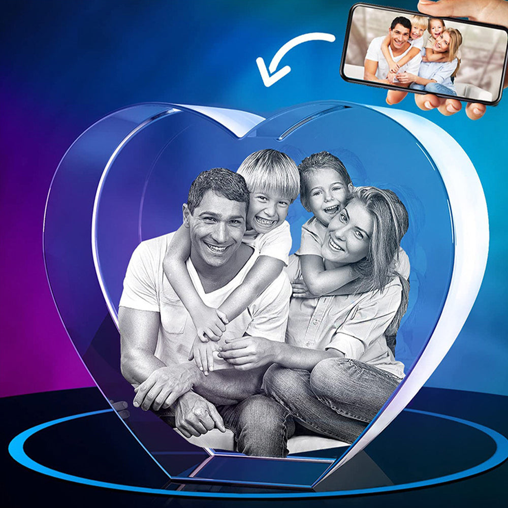 Personalized Heart Crystal Keepsake with 3D Photo Engraving