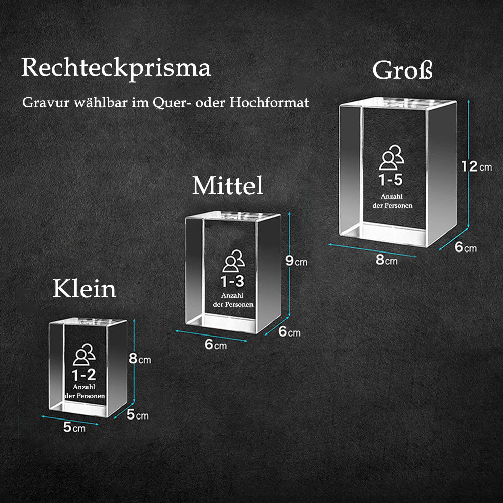 Personalized Rectangle 3D Crystal Photo Block with LED Base