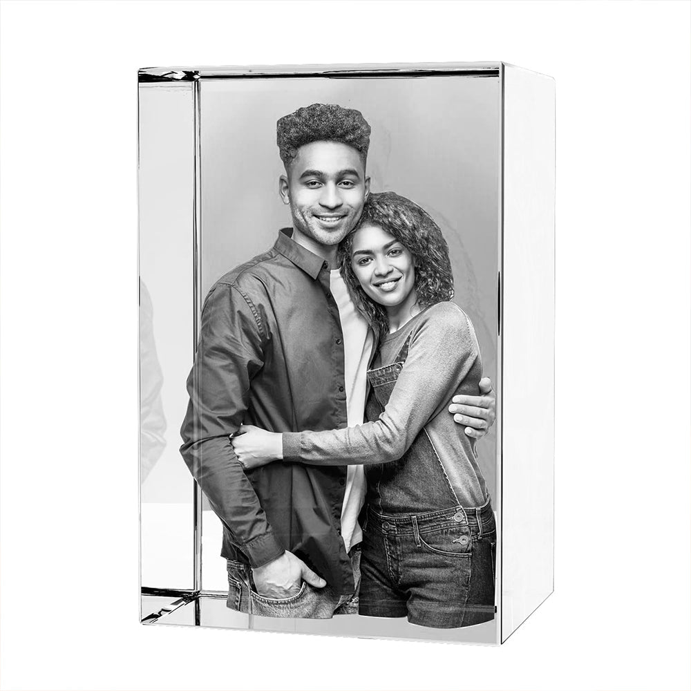 Personalized Rectangle 3D Crystal Photo Block with LED Base