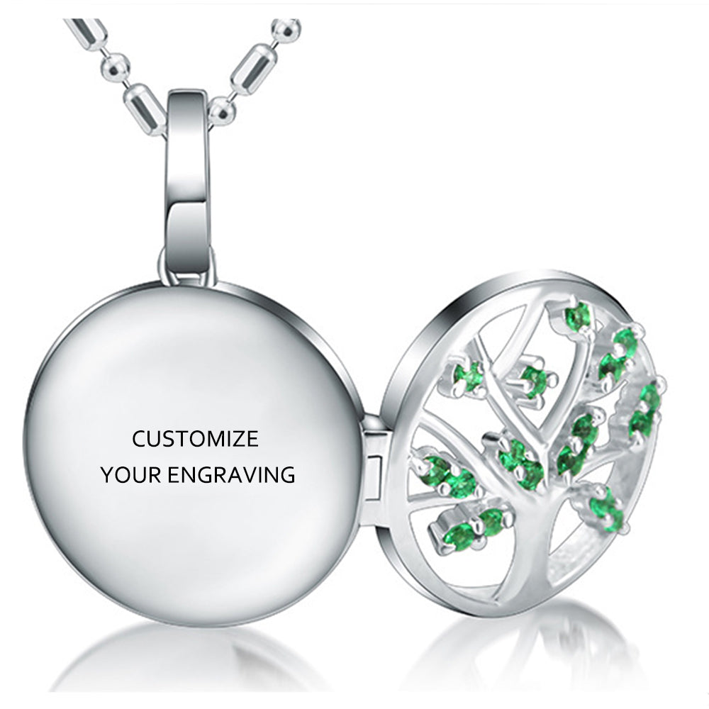 Personalized 925 Sterling Silver Photo Locket Necklace – Tree of Life Pendant