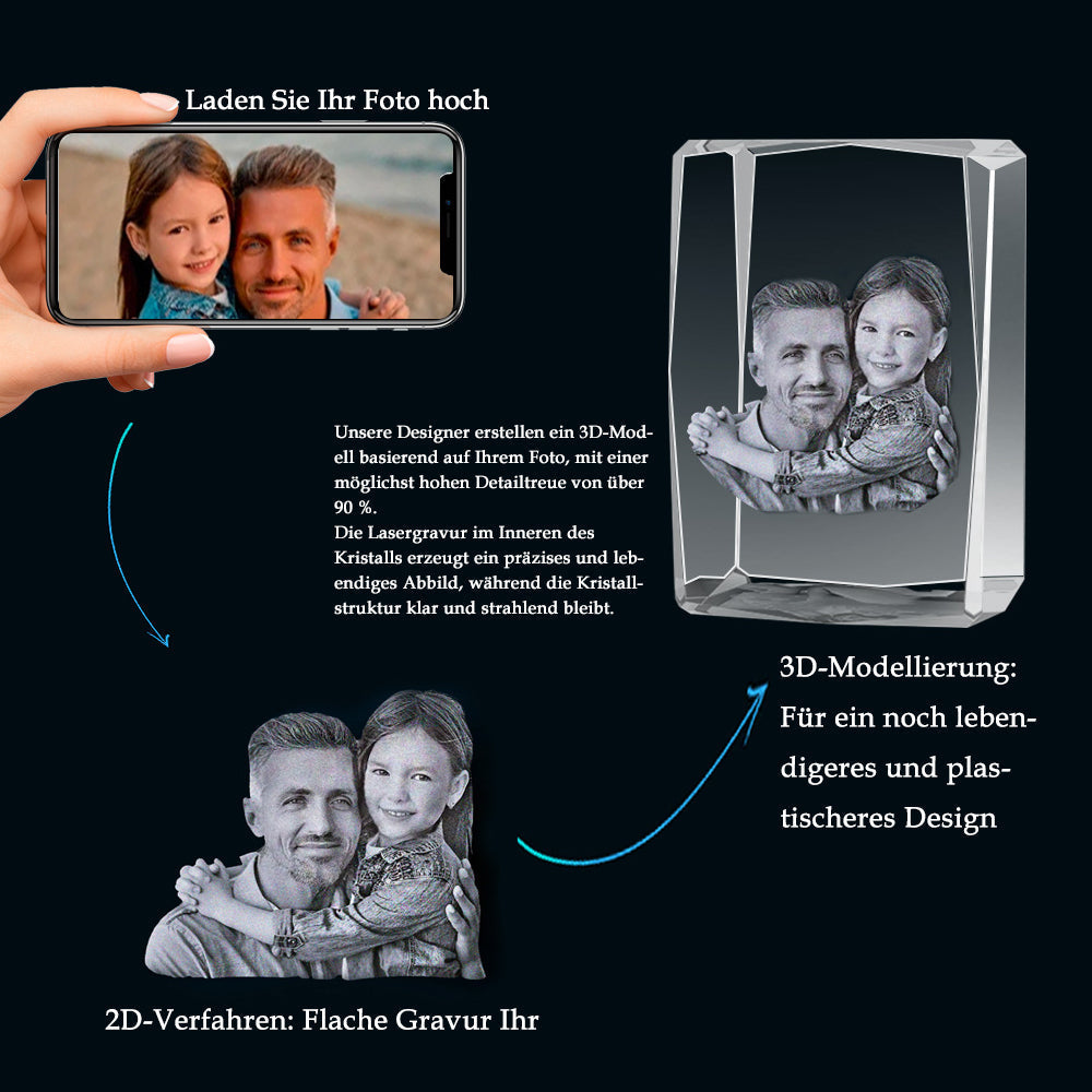 Personalized 24-Facet Crystal Block with 3D Engraving