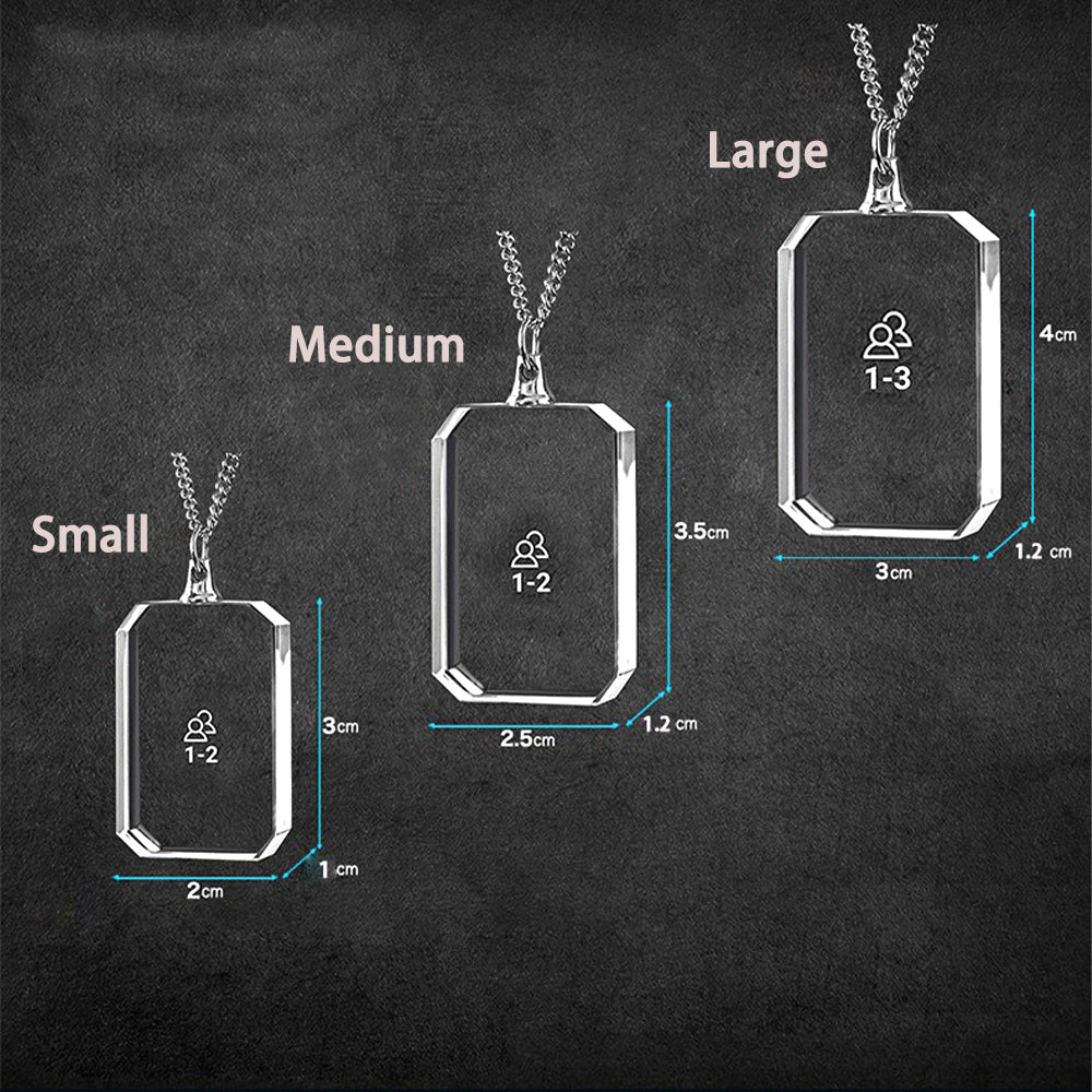 Personalized Rectangle Crystal Necklace with 2D/3D Photo Engraving
