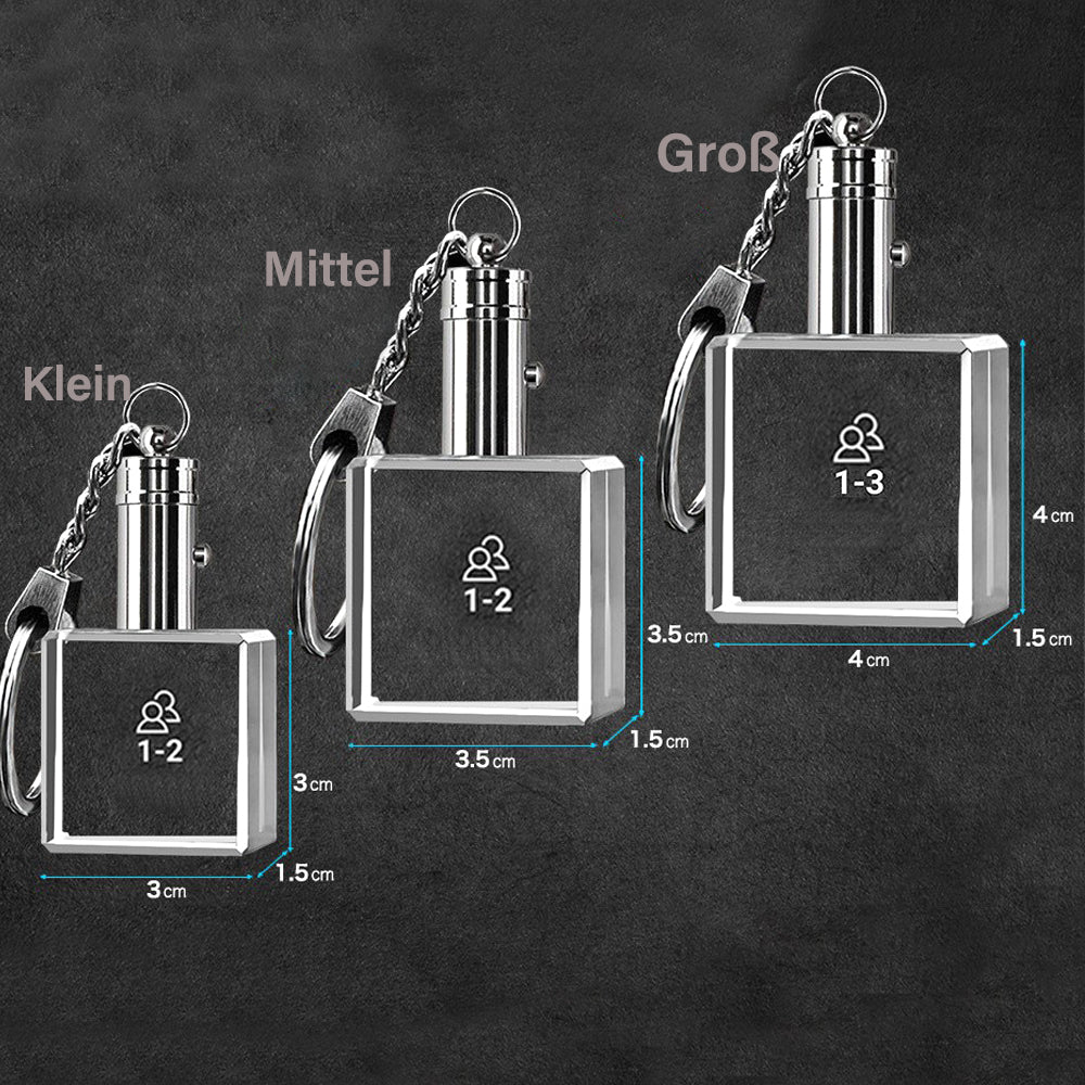 Personalized Crystal Photo Keychain – Square Pendant with 2D/3D Engraving