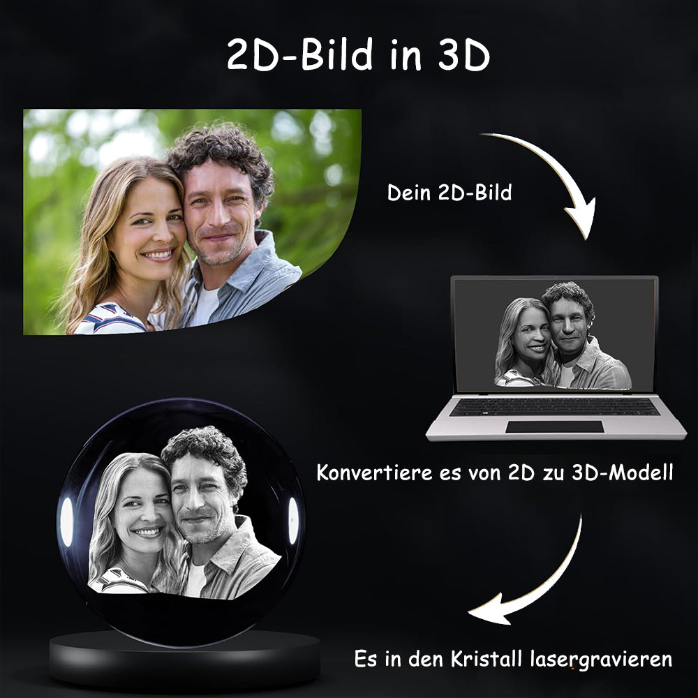 Personalized 3D Crystal Photo Ball with LED Base