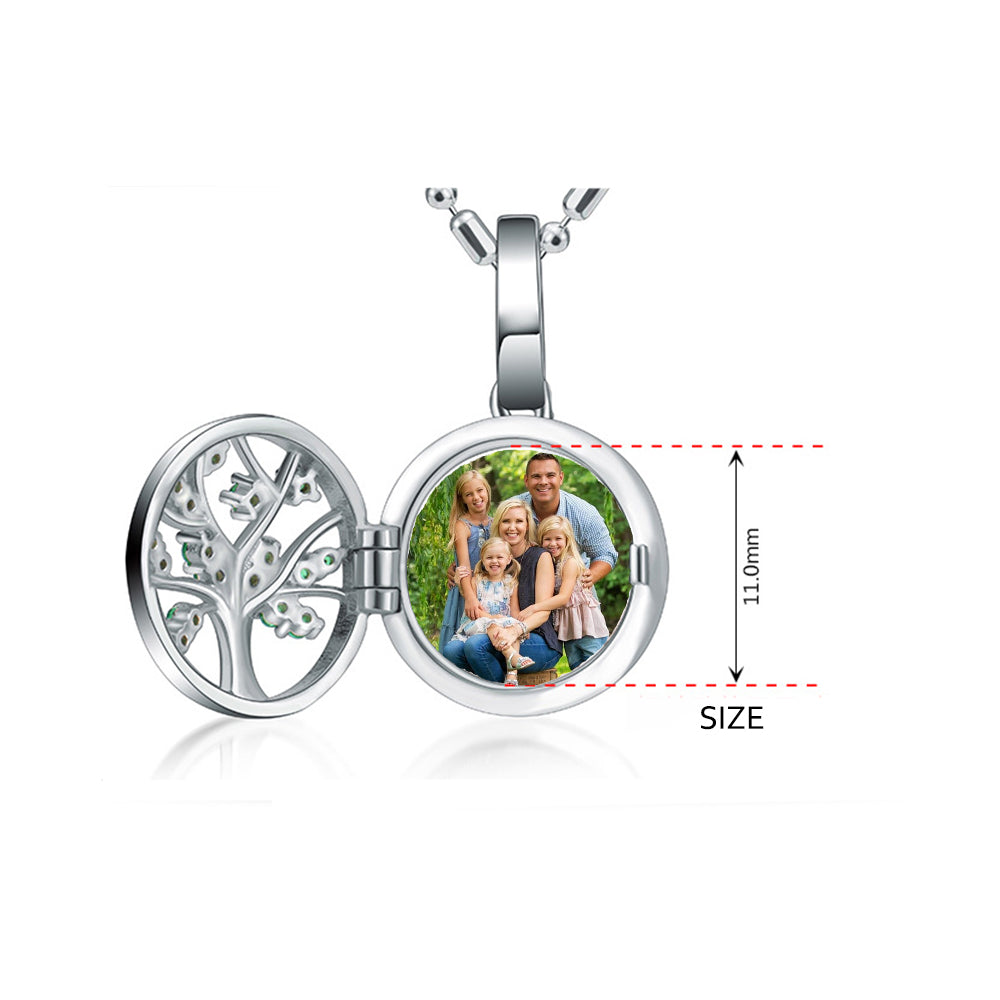 Personalized 925 Sterling Silver Photo Locket Necklace – Tree of Life Pendant