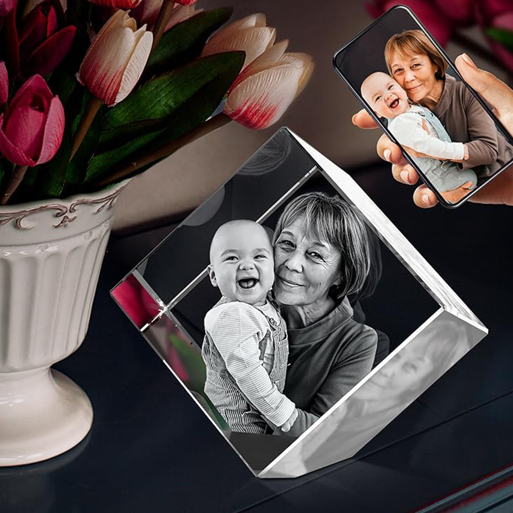 Personalized 3D Crystal Photo Block with LED Base