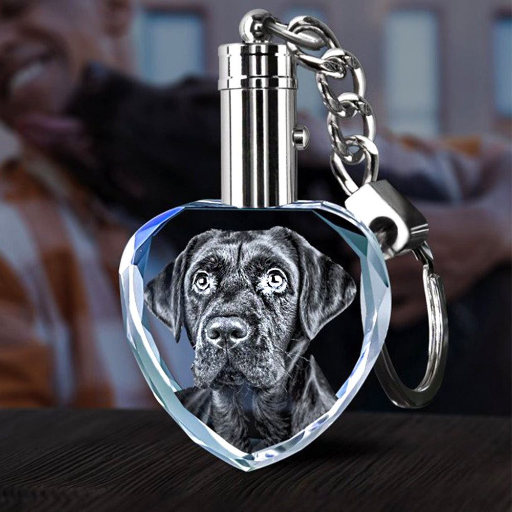 Personalized Crystal Photo Keychain – Heart Pendant with 2D/3D Engraving