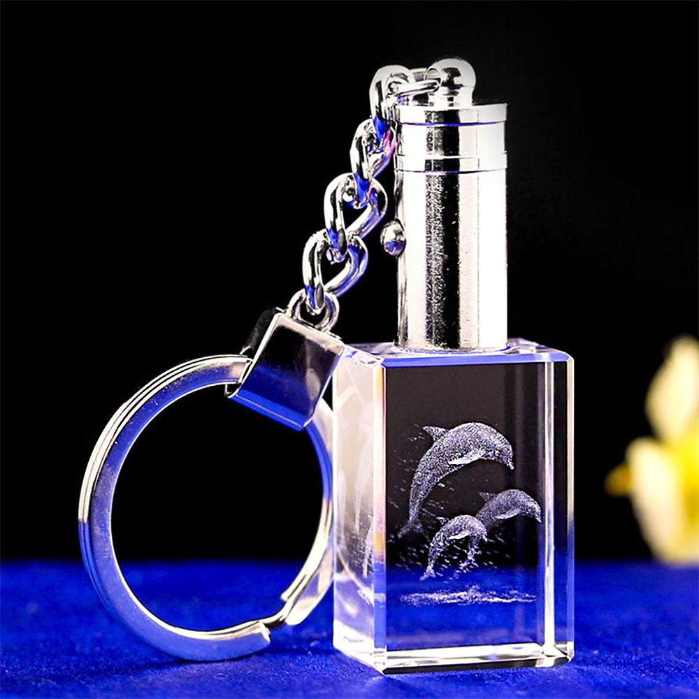 Personalized Crystal Photo Keychain – Rectangle Pendant with 2D/3D Engraving