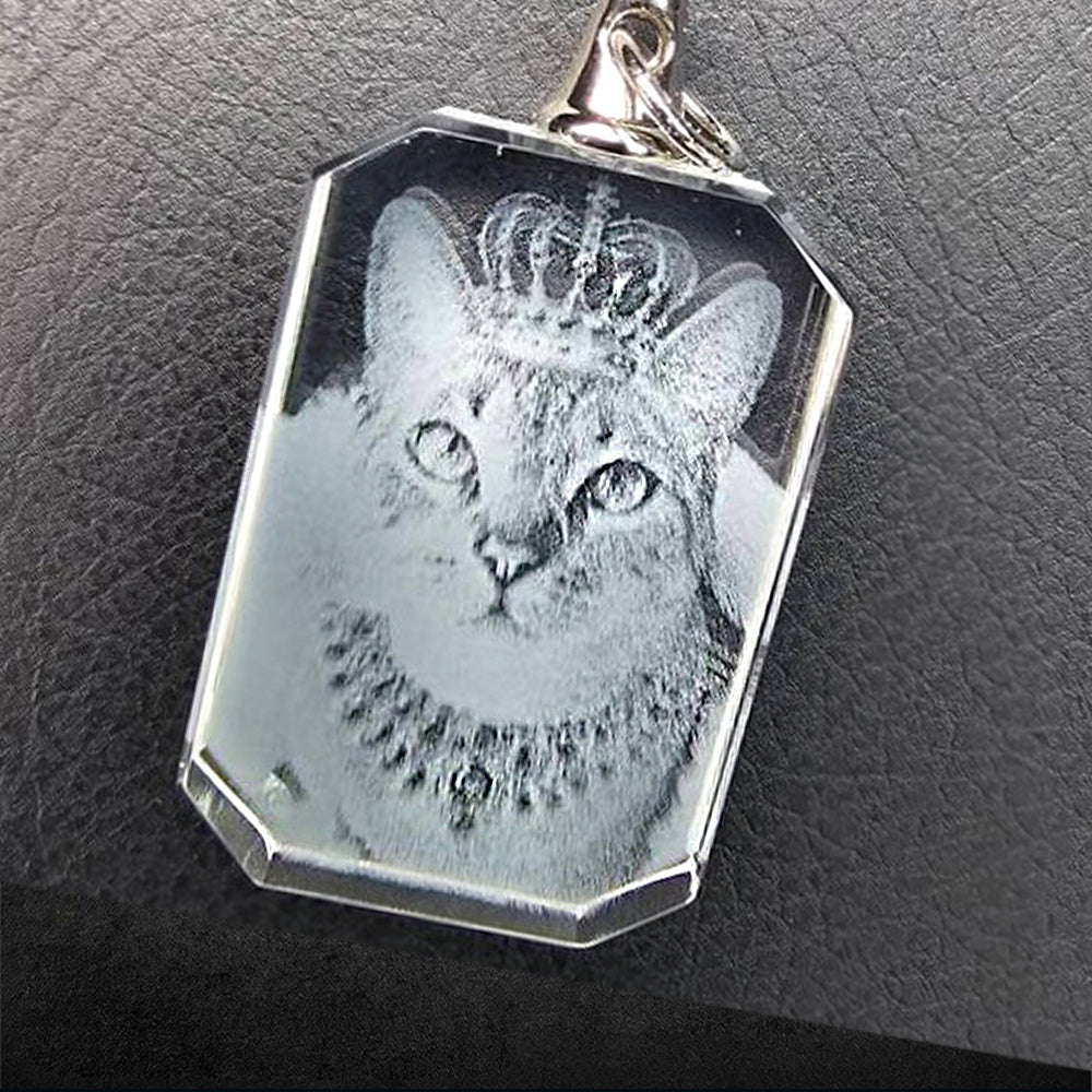 Personalized Rectangle Crystal Necklace with 2D/3D Photo Engraving