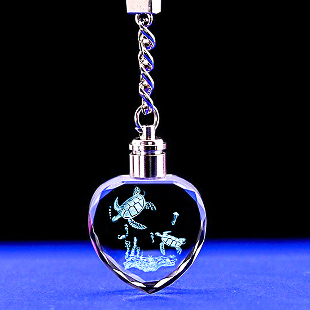 Personalized Crystal Photo Keychain – Heart Pendant with 2D/3D Engraving