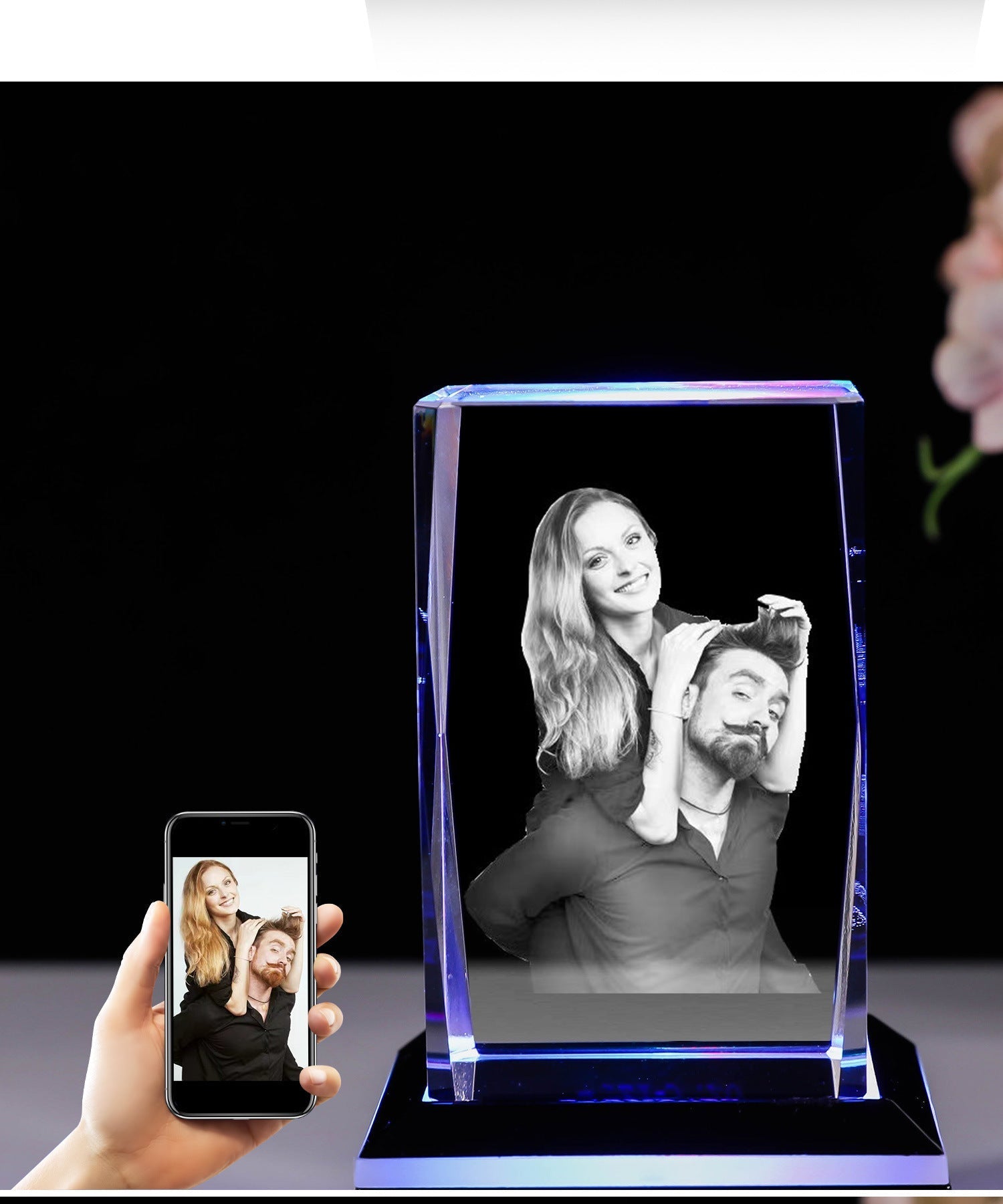 Personalized 24-Facet Crystal Block with 3D Engraving