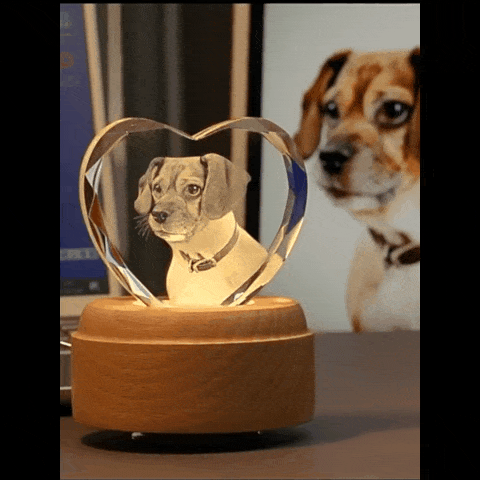 Personalized Multifaceted Heart Crystal Block with LED Base