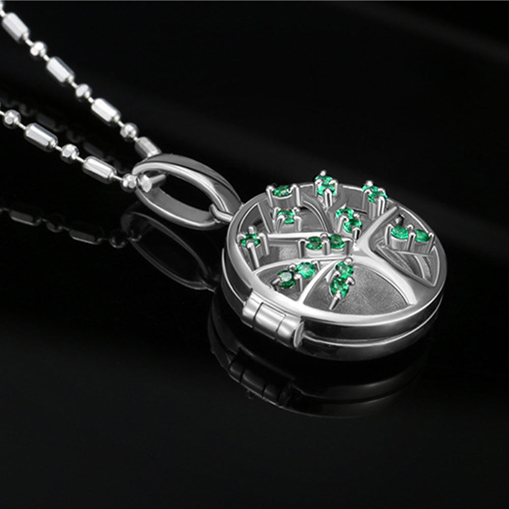 Personalized 925 Sterling Silver Photo Locket Necklace – Tree of Life Pendant