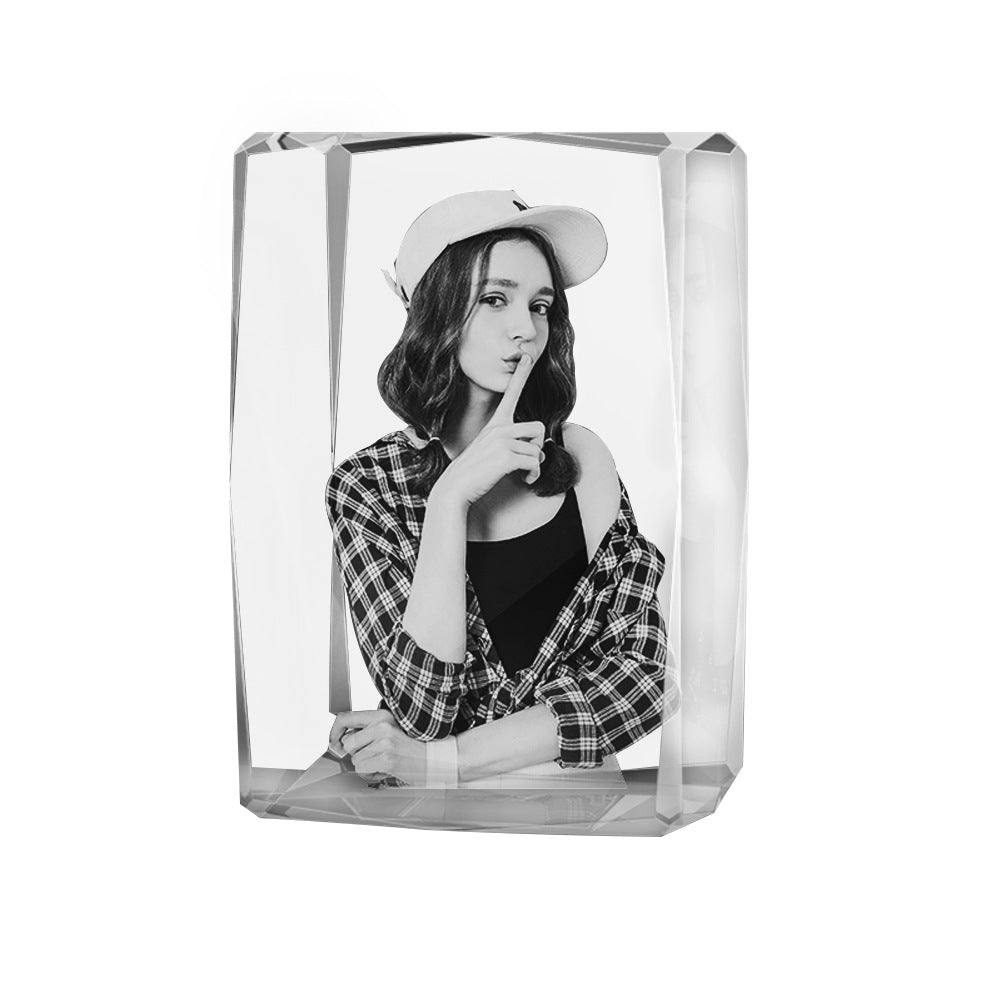 Personalized 24-Facet Crystal Block with 3D Engraving