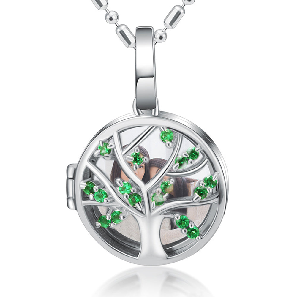 Personalized 925 Sterling Silver Photo Locket Necklace – Tree of Life Pendant