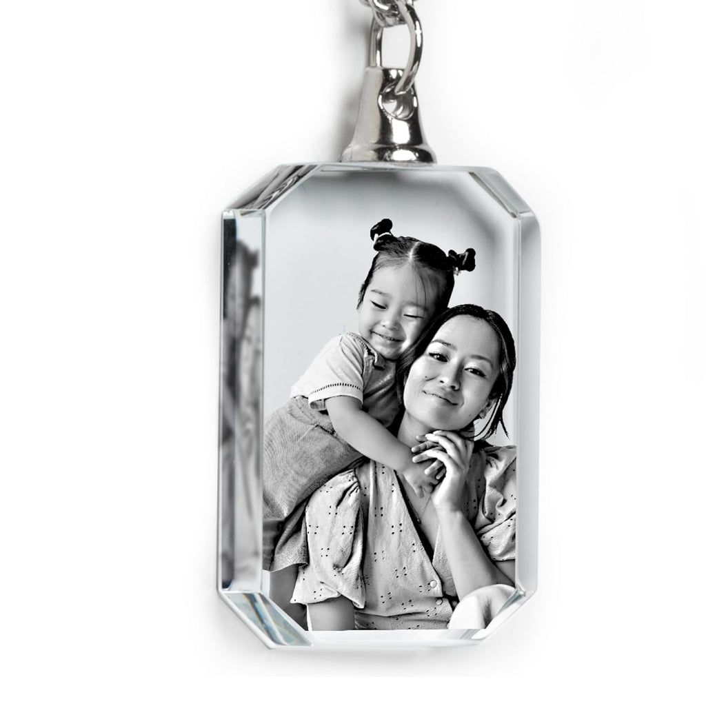 Personalized Rectangle Crystal Necklace with 2D/3D Photo Engraving