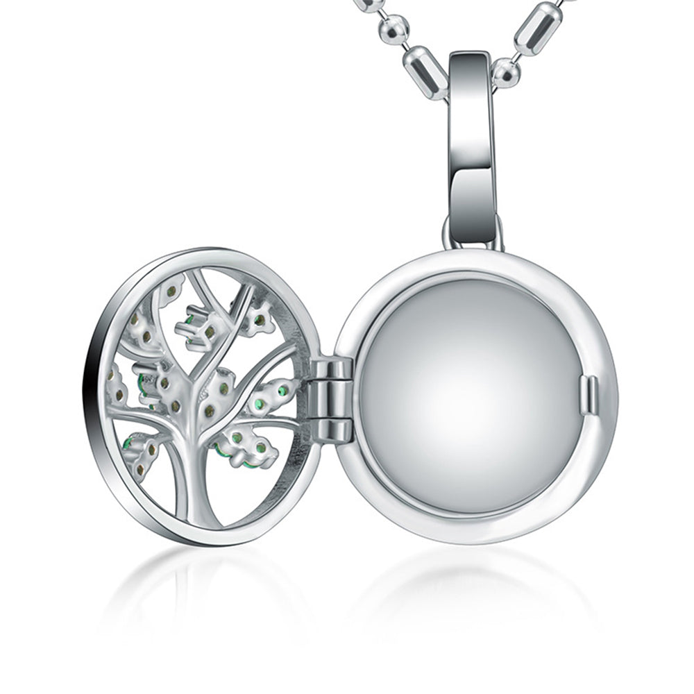 Personalized 925 Sterling Silver Photo Locket Necklace – Tree of Life Pendant