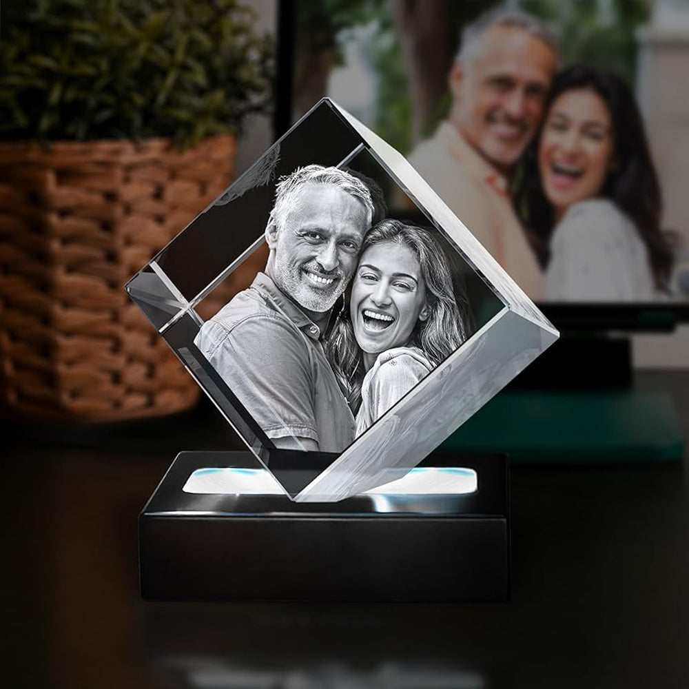 Personalized 3D Crystal Photo Block with LED Base